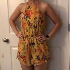 Belle Sky Petite Floral Yellow Romper